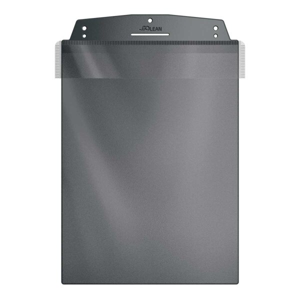 10 Stk. | Sichttasche DIN A4 hoch | dunkelgrau | mit Schlitz und Lochung | mit Schutzklappe