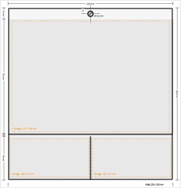 Preishülle A5 Quer mit 2 zusätzlichen Einsteckfächern
