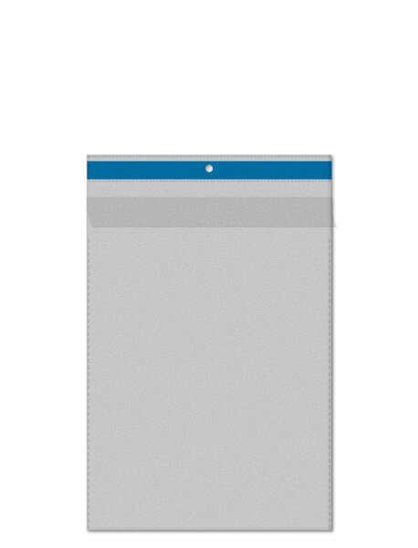 50 Stk. | Sichttasche DIN A5 | blau | PP genarbt 0,120 mm | Hochformat mit Klappe