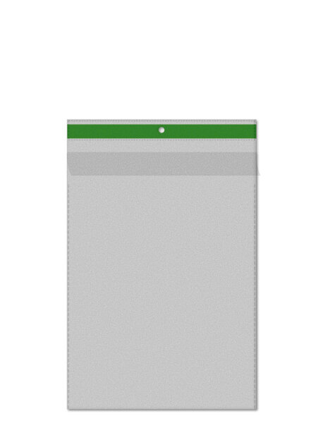 50 Stk. | Sichttasche DIN A5 | grün | PP genarbt 0,120 mm | Hochformat mit Klappe